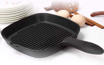Silicone Hot Handle Holder Small Cast Iron Handle Cover Skillet Handle Cover Griddle Cover Cookware Handles Cover for Frying Pans & Griddles Sleeve Grip Handle Cover Small & Large Black 6 Pcs