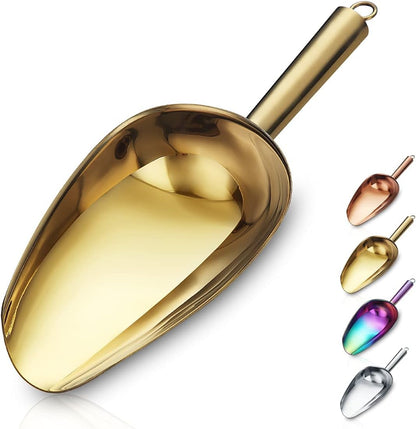 Berglander Stainless Steel Ice Scoop 6 OZ, Metal Ice Scooper For Ice Maker, Multipurpose For Candy Kitchen Bar Party Wedding Pet Animal Dog Food Scoop Beach Shovel (Silver)