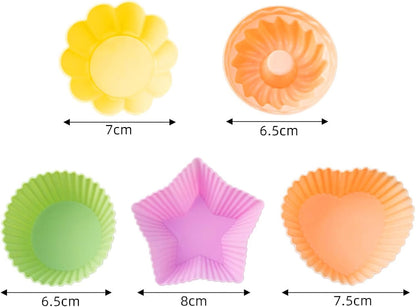 12er Pack Silicone Cupcake Molds,Reusable Baking Cups Molds Washable for Oven Microwave Dishwasher (Flower shape)