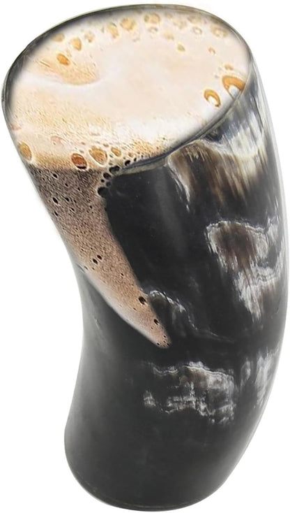 Armory Replicas™ 3-Piece Buffalo Drinking Horn Set – Handmade Natural Horn Cups with Earth Design, Viking Style Mead Ale Wine Cups for Feasts, Parties & Collectors