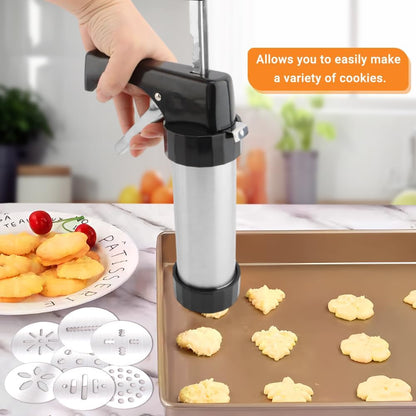 Cookie Press Gun Kit,Stainless Steel Spritz Cookie Press