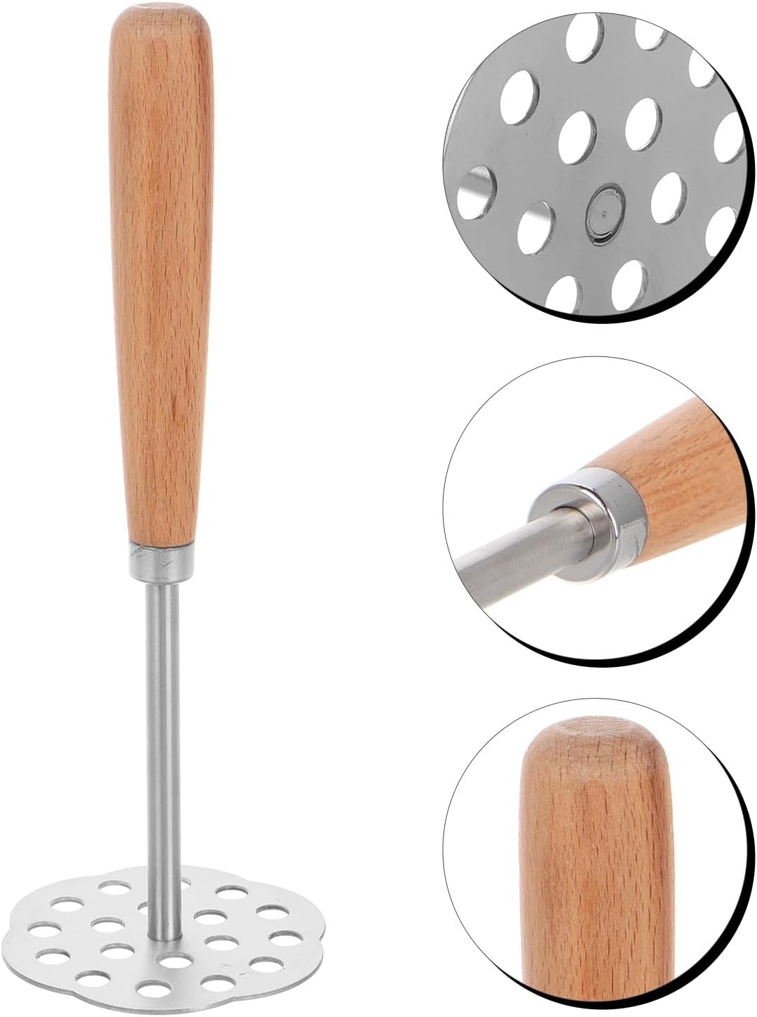 NUOBESTY Potato Masher with Handle Manual Vegetable Presser for Potatoes Fruits Avocados Garlic and Baby Food Stainless Steel Kitchen Tool 8.66 X 3.14 X 3.14 in