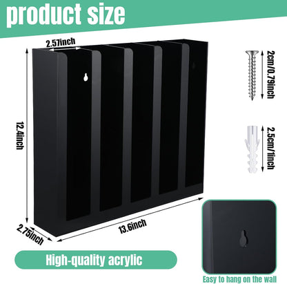 Uiifan Acrylic Portion Sauce Cup Lid Organizer Black 5 Compartments Plastic Sauce Holder Countertop Wall Mount Disposable Cup and Lid Storage Dispenser Restaurant Supplies for Party Kitchen Cafe