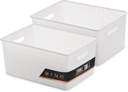 BINO | Plastic Storage Baskets Large - Black | THE STABLE COLLECTION | Multi-Use Storage | Rectangular Cabinet Organizer | Baskets For Organizing with Handles | Home Office Organization and Storage