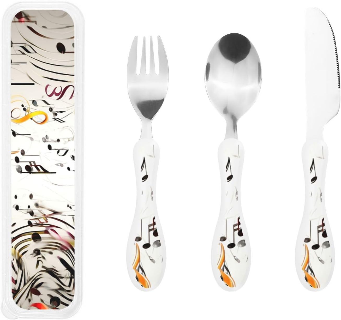 3-Piece Kids Silverware Set With Storage Case, Stainless Steel Reusable Children Safe Knife Spoon Fork Set Ballroom Dance Children Flatware Set For Kids Lunch Box