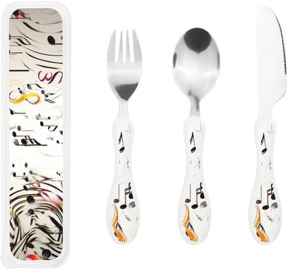 3-Piece Kids Silverware Set With Storage Case, Stainless Steel Reusable Children Safe Knife Spoon Fork Set Ballroom Dance Children Flatware Set For Kids Lunch Box