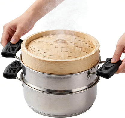 Silicone Pot Holders and Hot Plate Gripper, 2Pack Cast Iron Pan Handle Covers,Hot Skillet Nonslip Handle Covers, Silicone Pot Gripper for Enameled Griddles Casserole Frying Pans Cookware