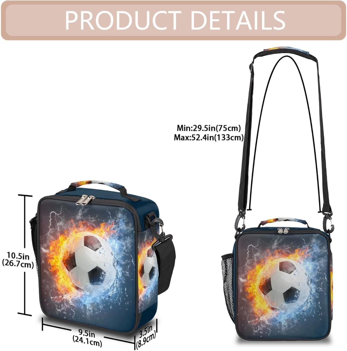 cfpolar Skull Skateboard Lunch Box for Boys Girls, Insulated Lunch Bags for Kids Reusable Mini Cooler Lunch Tote Lunchbox Thermal Meal Tote Kit with Shoulder Strap for Work School Picnic