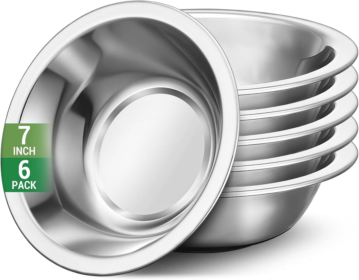 304(18/8) Stainless Steel Mixing Bowls for Kitchen, 6.3" 13.67 fl.oz Metal Mixing Bowls Set Stackable for Baking Serving Cooking Food Prep Storage Dishwasher Safe Lightweight