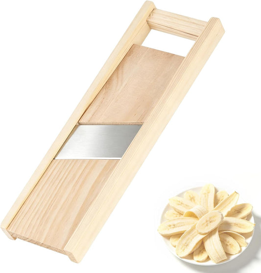 Wooden Plantain Slicer, Plantain Chip Slicer with Adjustable Thickness