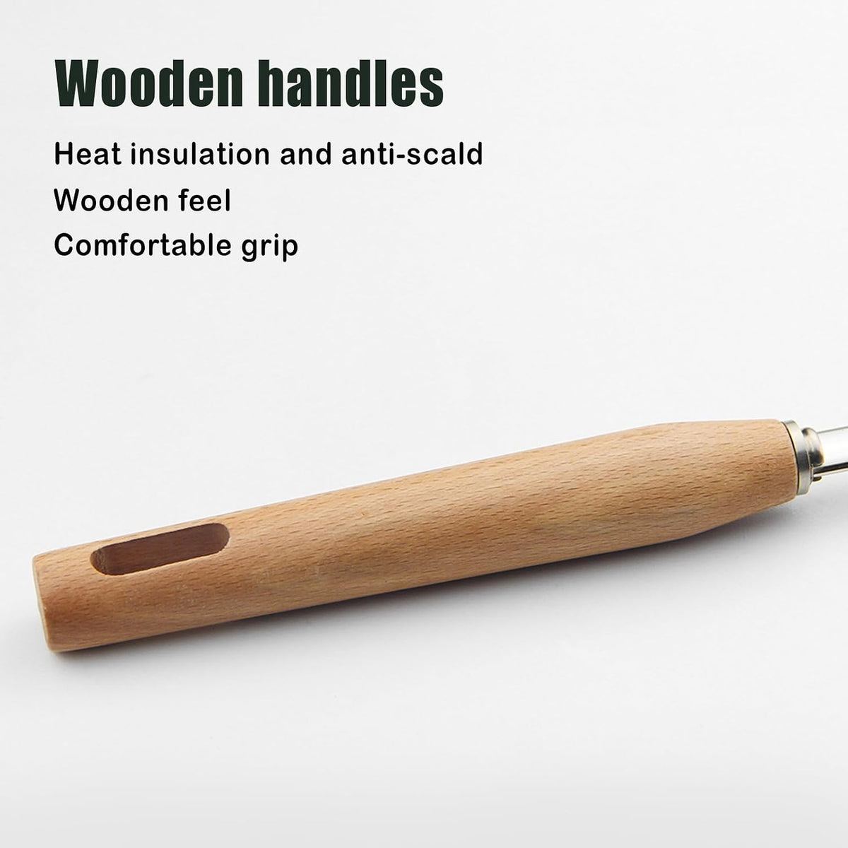 IQCWOOD Spider Strainer with Wood Handle - 5.5 Inch Fryer Scoop