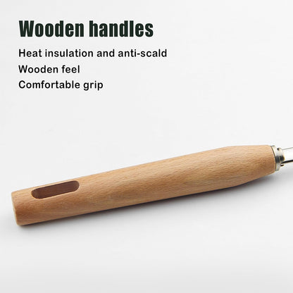 IQCWOOD Spider Strainer with Wood Handle - 5.5 Inch Fryer Scoop