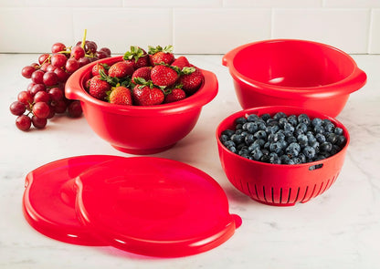Hutzler 3-in-1 Berry Bowl Keeper, Colander & Container, Keeps Berries Fresh Longer, 1 Quart Capacity (Yellow)