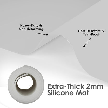 49.2" x 15.7" Large Silicone Mat for Kitchen Counter Protector, Cuttable Silicon Countertop Protector Mat Heat Resistant Mats for Countertop, Cut to Fit Placemat Ship Roll by Foepoge, Black