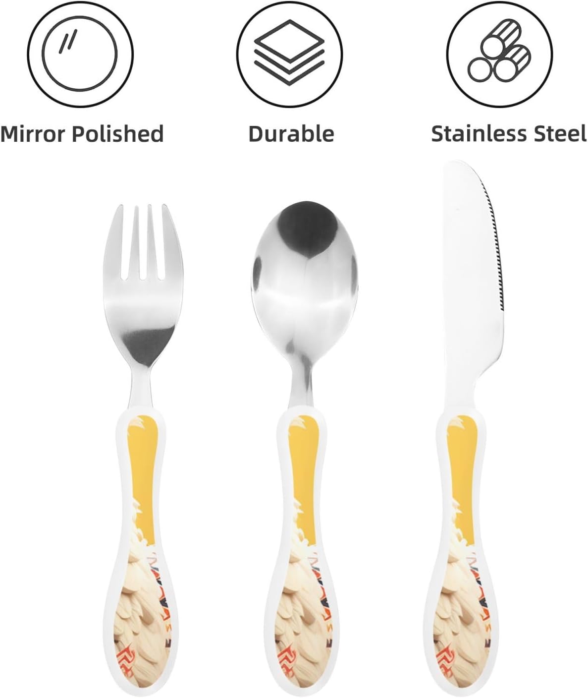3-Piece Kids Silverware Set With Storage Case, Stainless Steel Reusable Children Safe Knife Spoon Fork Set Blue Active Girl Running Sunset Children Flatware Set For Kids Lunch Box - Colors B