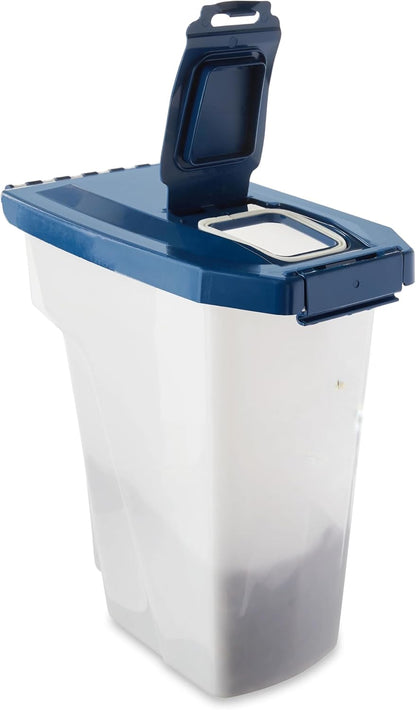 Pet Food Storage Container, Clear and White, 50 lb Capacity, BPA-Free Plastic, Airtight Seal, Flip-Top Lid, Rectangular, 15x12.5x24 Inches (50 lbs)