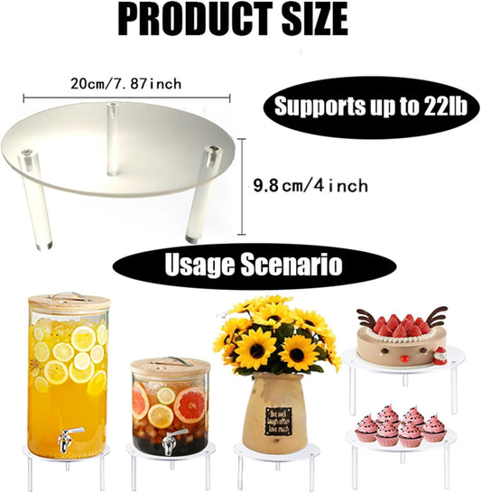 2Pcs Drink Dispenser Stand Only,Clear Acrylic Stands,Fit Max 7.87 Inch Diameter of Glass Drink Dispenser Stand,Water Dispenser Stand for Parties and Events,Cake Stand,Beverage Dispenser Stand