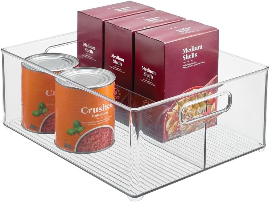 iDesign Divided Pantry Bin for Kitchen Storage - Organize Snacks and Produce - Clear