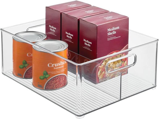 iDesign Divided Pantry Bin for Kitchen Storage - Organize Snacks and Produce - Clear