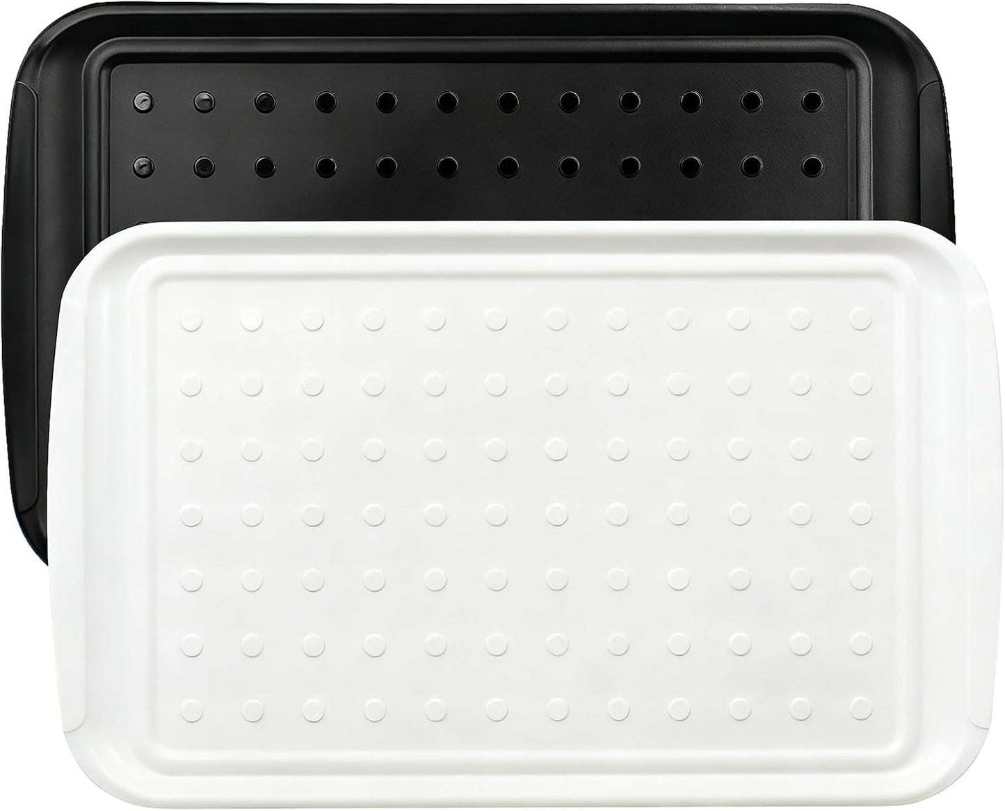 17 Inch Grilling Prep & Serve Trays with Non-Slip Base, Extra Thick,Warp-Resistant BBQ Platter Set for Cooking, Backyard Parties,Camping,Tailgating,Melamine Serving Trays for Food Prep,Red & Black