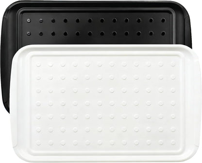 17 Inch Grilling Prep & Serve Trays with Non-Slip Base, Extra Thick,Warp-Resistant BBQ Platter Set for Cooking, Backyard Parties,Camping,Tailgating,Melamine Serving Trays for Food Prep,Red & Black