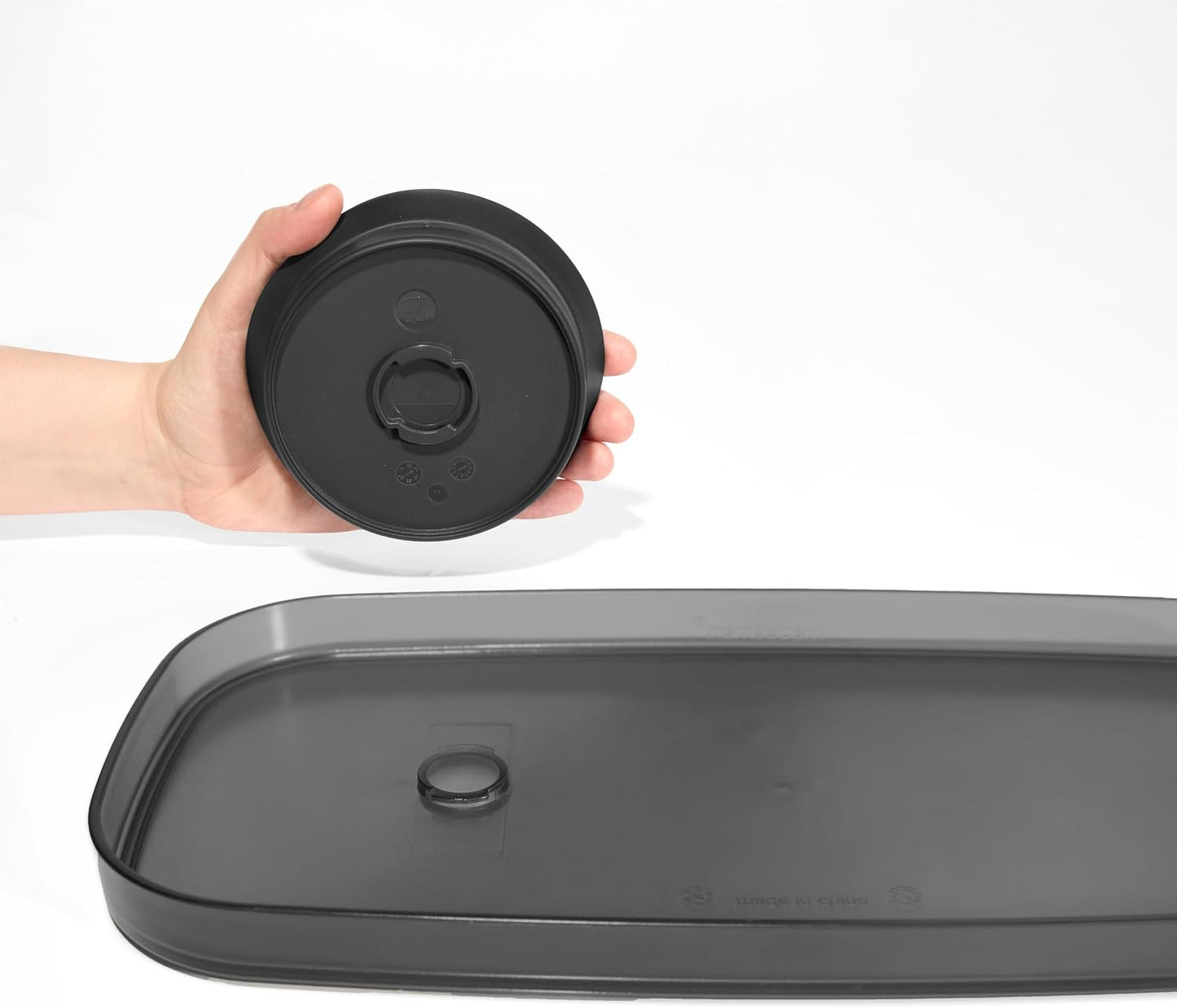 Madesmart Dipware Reusable Dining Plate/Serving Tray for Appetizers and Snacks, Food-Safe Appetizer Serving Platter with Removable Dip Bowl, Midnight