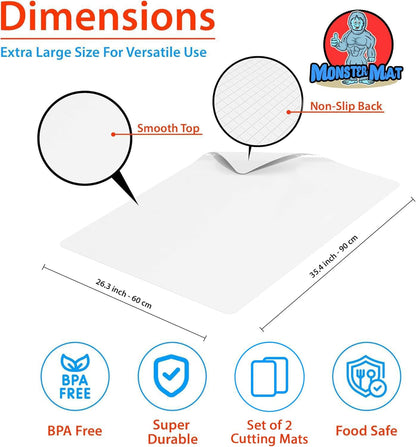 MonsterMat Extra Large Flexible Kitchen Mat – 23.4" x 35.6" x 0.08" – Ultra Thin Chopping Board, durable, Non-Slip, and Versatile Kitchen Extra Large Cutting Board and Craft Cutting Mat (1)