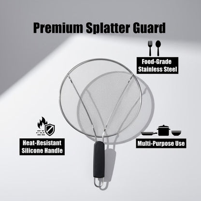 Stainless Steel Splatter Guard Set of 2 for Frying Pan – 13 Inch & 10 Inch Heavy Duty Grease Splatter Screen, Oil Splash Guard for Cooking, Dishwasher Safe, Easy to Hang