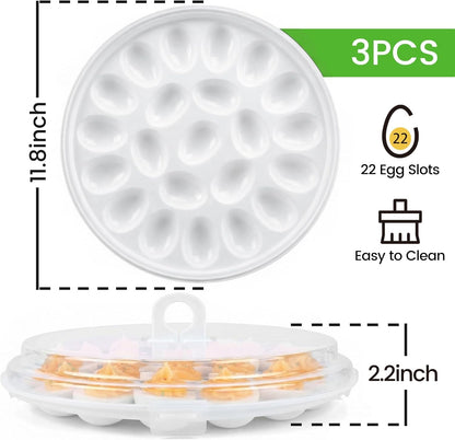 HANSGO Deviled Egg Containers with Lid, Deviled Egg Platter Carrier Holder Trays with 22 Slots for Holiday Party and Home Kitchen, Green