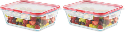 Pyrex Freshlock Glass Food Storage Container, Airtight & Leakproof Plastic Locking Lids, Freezer Dishwasher Microwave Safe, 8 Cup