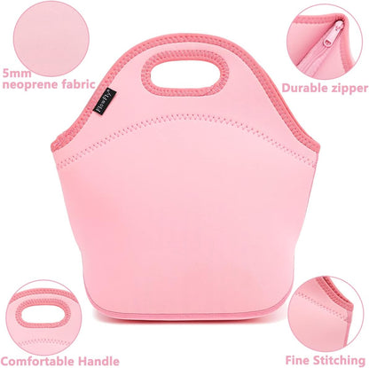 FlowFly Neoprene kids Lunch box Insulated Soft Bag Mini Cooler Thermal Meal Tote Kit for Boys, Girls,Men,Women,School,Work, Office,Black