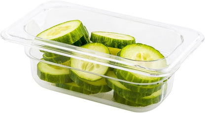 Restaurantware-2.5 Inch Deep Food Pans, 1 1/6 Size Commercial Food Storage Container - Freezable, Break-Resistant, Clear Plastic Cold Pans, Dishwashable, For Kitchens, Restaurants, Or Cafeterias