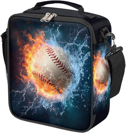 cfpolar Skull Skateboard Lunch Box for Boys Girls, Insulated Lunch Bags for Kids Reusable Mini Cooler Lunch Tote Lunchbox Thermal Meal Tote Kit with Shoulder Strap for Work School Picnic