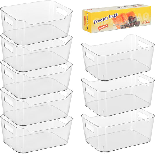Heyuzb Pantry Organizers and Storage, 12 Pack Clear Plastic Storage Bins for Freezer, Multi-Use Organizer Bins for Kitchen, Office, Fridge, Cabinet and Shelf Organizing