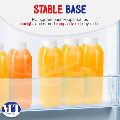 MT Products PET Plastic Juice Bottles 16 oz. - Clear Take-Out Containers (Pack of 12) - Made in USA