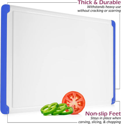 Plastic Cutting Board for Kitchen - Extra Large Cutting Board 18 Inch Reversible Chopping Board, Juice Groove, Non Slip Feet, Dishwasher Safe, BPA Free Large Cutting Board for Meat Vegetables Fruit