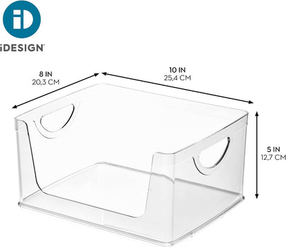 iDesign Stackable Open-Front Storage Bins with Handles, Set of 4, Clear | For Kitchen and Pantry