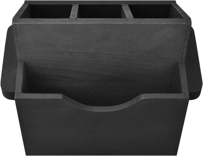 Ikee Design Wooden Utensil Caddy with Handles, Silverware Caddy, Silverware Holder for Countertop,Party,Camping and Kitchen, Silverware Organizer, Picnic Cutlery Holders, White Color