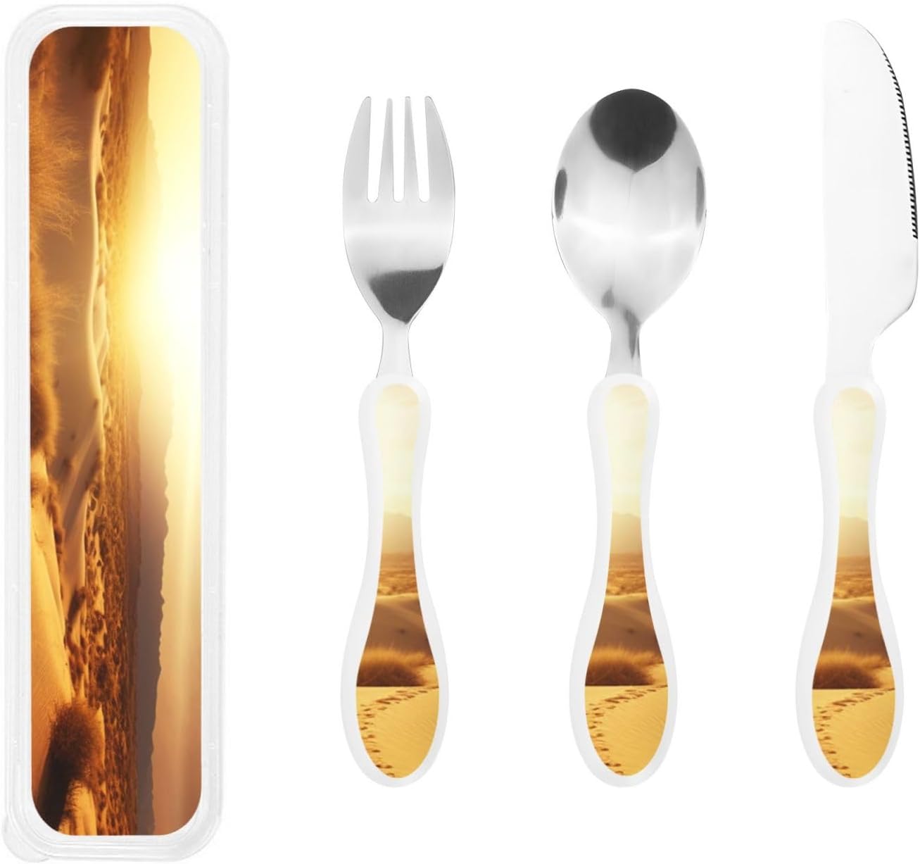 3-Piece Kids Silverware Set With Storage Case, Stainless Steel Reusable Children Safe Knife Spoon Fork Set Cute Kittens Children Flatware Set For Kids Lunch Box