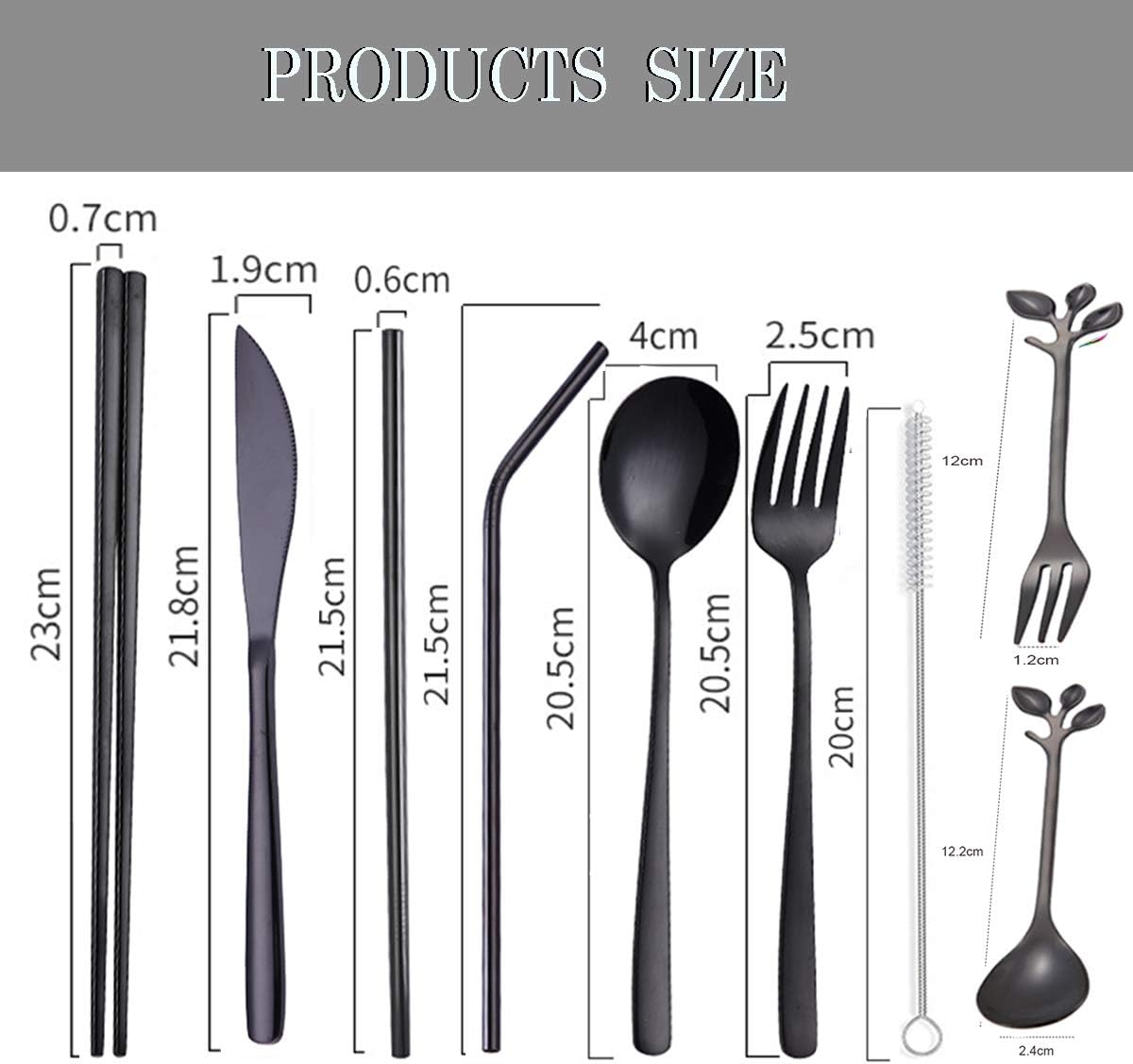Travel Utensils Set with Case Reusable Stainless Steel Silverware Flatware Set 9 Pcs Portable Cutlery Eating Utensils Set for Lunch Boxes Workplace Camping School, Dishwasher Safe (Multi)