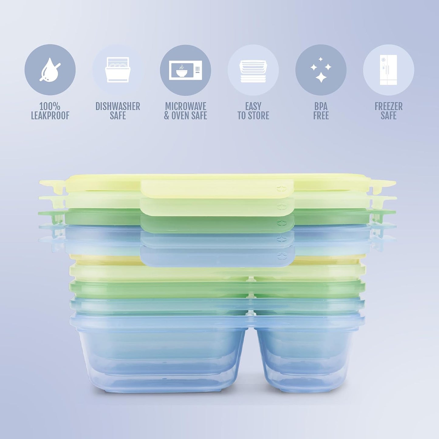 Ello Snap & Nest 10-Piece 4.5 Cup Plastic Meal Prep Set, Reusable Food Containers for Healthy Eating, Freezer, Dishwasher Safe, Berry Fields