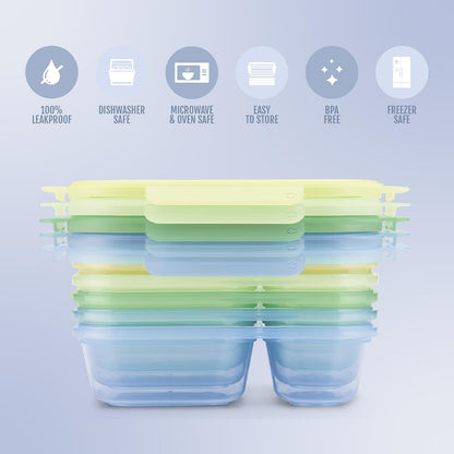 Ello Snap & Nest 10-Piece 4.5 Cup Plastic Meal Prep Set, Reusable Food Containers for Healthy Eating, Freezer, Dishwasher Safe, Berry Fields