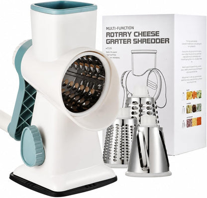 Rotary Cheese Grater Manual Hand Crank 3-in-1 Vegetable Shredde
