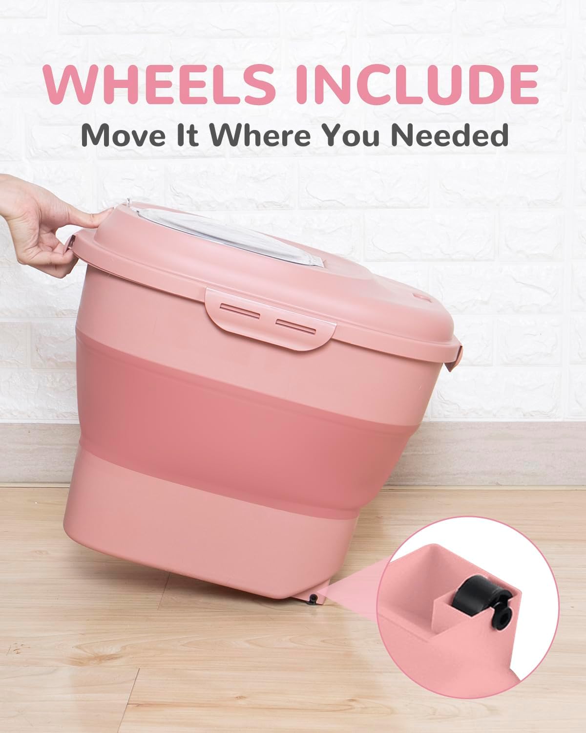 30-35 Lbs Dog Food Storage Container Collapsible Dog Food Container with Airtight Lids, Wheels, Scoop and 2pcs Food Storage Containers, Large Pet food storage for Dog, Cat