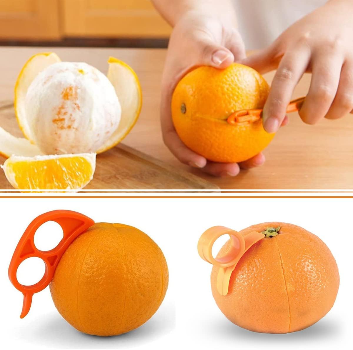 Orange Citrus Peelers, Cosmer Set of 15 Plastic Easy Slicer Cutter Peeler Remover Opener Kitchen Accessories Knife Cooking Tool Kitchen Gadgets (Set A)