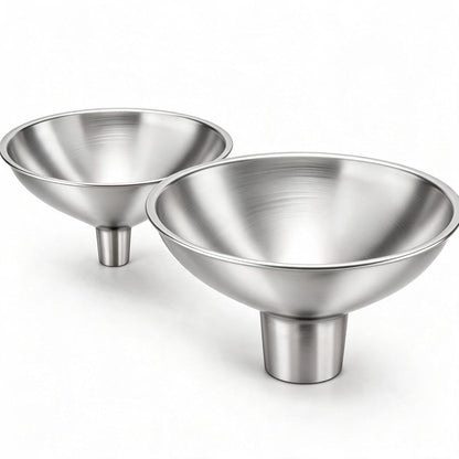 Kalave Canning Funnel, Food Grade Stainless Steel Canning Funnels with Strainer, Wide Mouth Funnels for Kitchen Use, Canning Supplies Kit for Wide and Regular Mason Jars - 3 Pack (Small and Large)