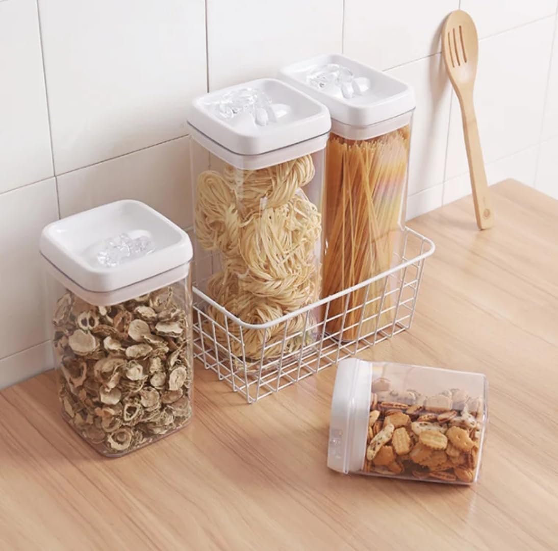 Food Flip‑Tite Airtight Storage Containers 1.2L (2‑Pack), BPA‑Free Acrylic, Easy One‑Hand Flip Lid, Stackable Pantry Jars for Snacks, Coffee, Pet Treats & Small Kitchen Items