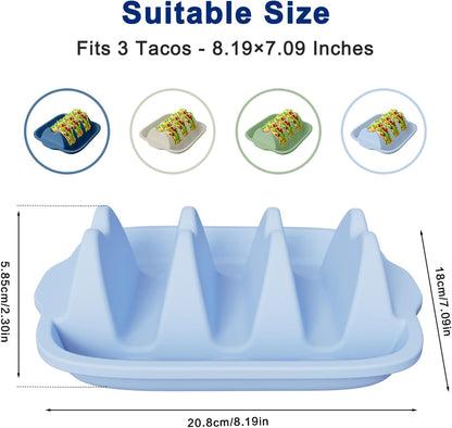 Silicone Taco Holder Set of 4 - Reusable Taco Stands with Dividers, Taco Tuesday Kit for Family Mexican Meals, Non-Slip Sturdy Taco Tray Racks, Dishwasher & Microwave Safe