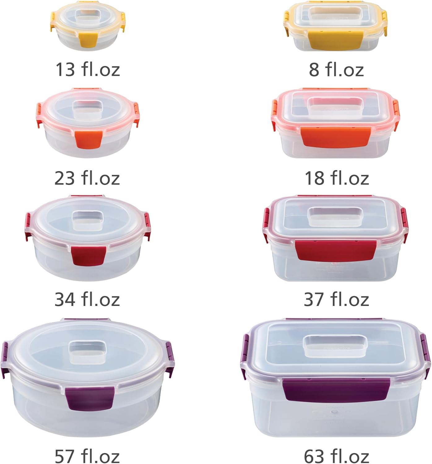 Joseph Joseph Nest Lock Plastic BPA Free Food Storage Container Set with Lockable Airtight Leakproof Lids, 10-Piece, Multi-Color