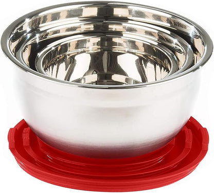 Stainless Steel Mixing Bowls with Lids and Non Slip Bases (Set of 5, Black)